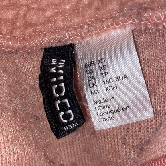 H&M Maybe Baby pink fluffy jacket y2k quarter zip long sleeve collar girly coat - Picture 5 of 11